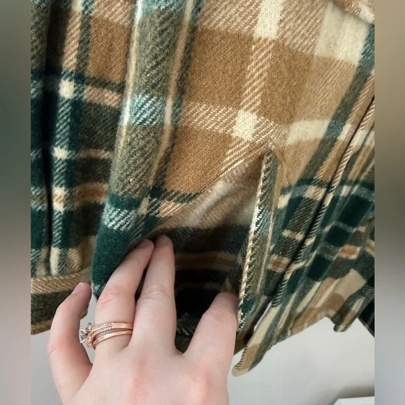 Vintage 60’s Men’s M L.L. Bean Wool Plaid Shirt Jacket Freeport Maine Tan Green - Picture 6 of 16